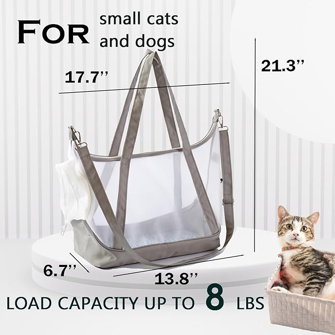 Pet Sling Carrier,Puppy Slings,Outdoor Kitten Bag with Adjustable Straps,Suitable for Small Cats/Dogs (3-8lbs),Light Cat Pouch for Travel & Walking (Light Gray)