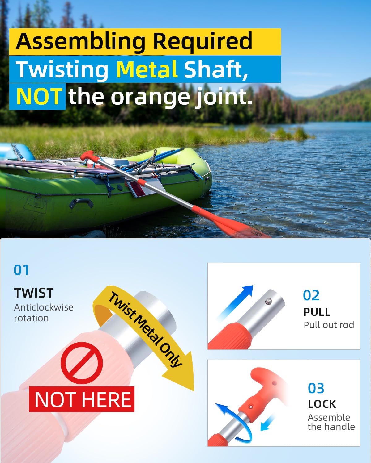 OCEANBROAD Telescoping Emergency Paddle 21''-42''（Assembling Required） Collapsible Paddles