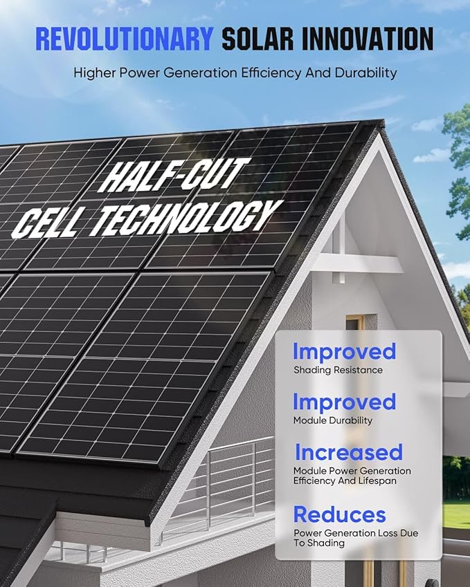 220 Watt Solar Panel, HPBC 220w Solar Panels, 25.5% High-Efficiency Solar Cell, IP68 Rate, for Home Off-Grid System, Roof, RV, Boat, Marine, Trailer, Farm