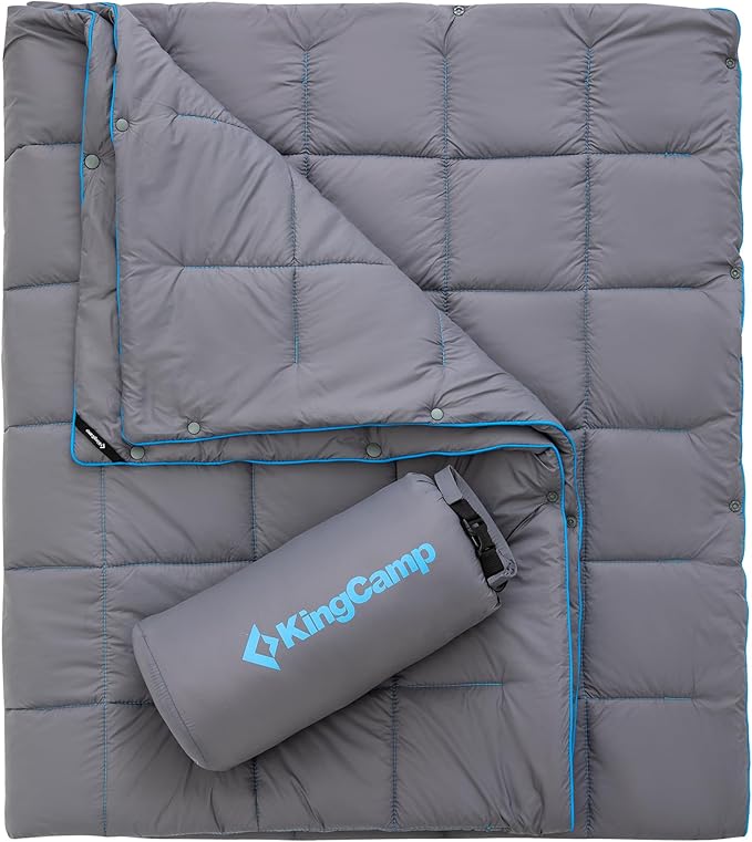 KingCamp Ultralight Camping Blanket, Packable Down Alternative Puffy Wearable Blankets Weatherproof