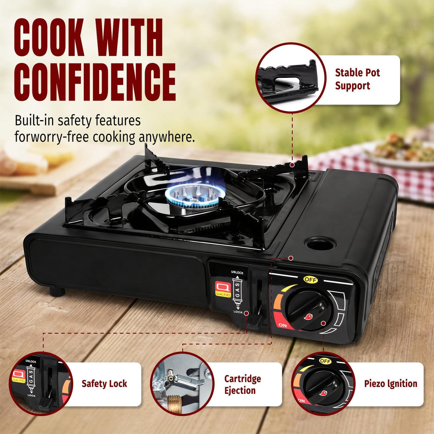 SHINESTAR 7800 BTU Dual Fuel Camping Stove, Propane Portable Gas Stove