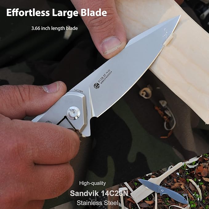 Ruike Pocket Camping Folding Knife,14c28n,Frame Lock,Ball Bearing,Flipper Fast Opening,Harnd 3.66" Big Large Blade Stainless Steel,Tactical Hunting Survival Gravity Microtech,Edc Belt Clip,Tac Heavier Rescue Self Cool Outdoor Gear,Tool for Men Father