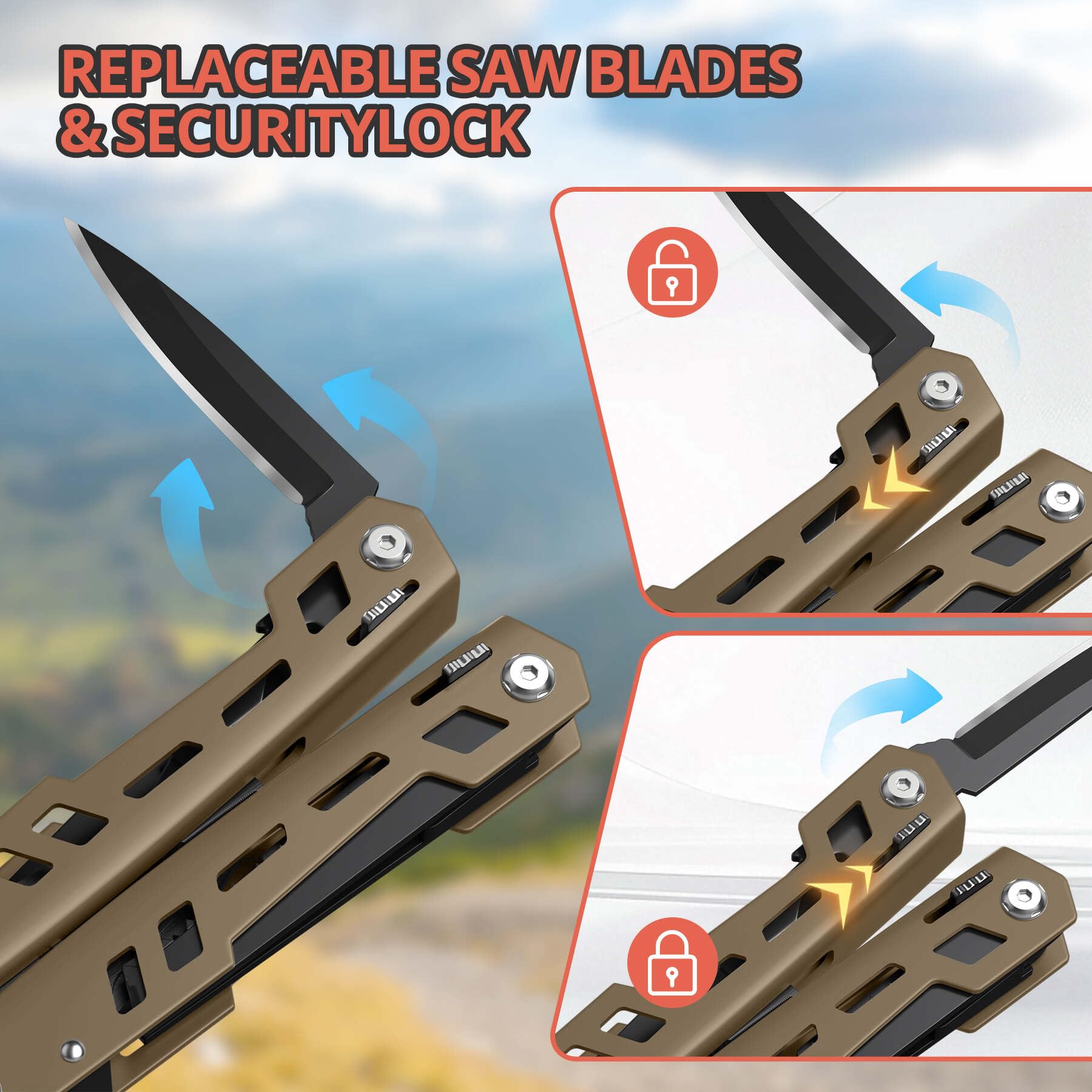 Multitool 17-in-1 Stainless Steel Multi Tool with Pocket Knife Needle Nose Pliers Bottle Opener