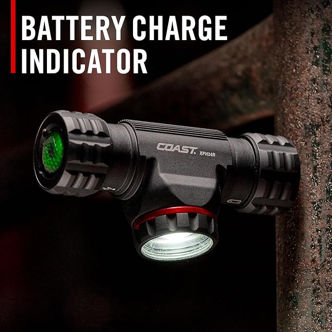 Coast® XPH34R 2075 Lumen USB-C Rechargeable-Dual Power LED Headlamp withPURE Beam® Twist Focus??and Magnetic Base
