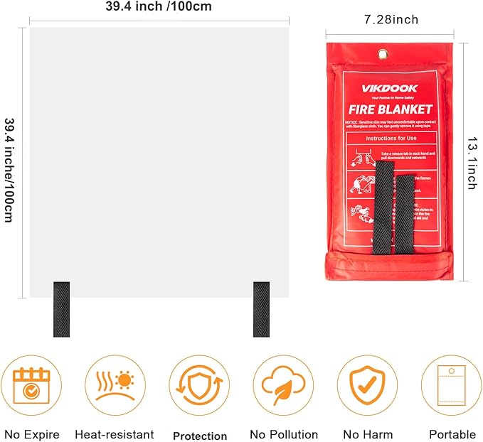 Fire Blanket for Camping Grill Kitchen Emergency Fire Blanket for Home Lightweight Portable Package
