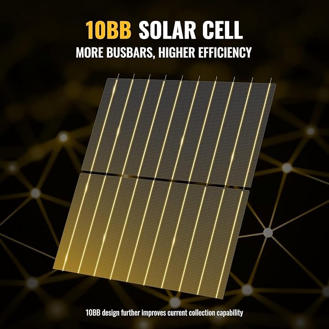 BougeRV Bifacial 400 Watts 10BB Solar Panel, 23% Efficiency All Black Design Monocrystalline Technology Work with 12 Volts Charger for RV Camping Home Boat Marine Off-Grid (BIFACIAL 2PCS 200W)