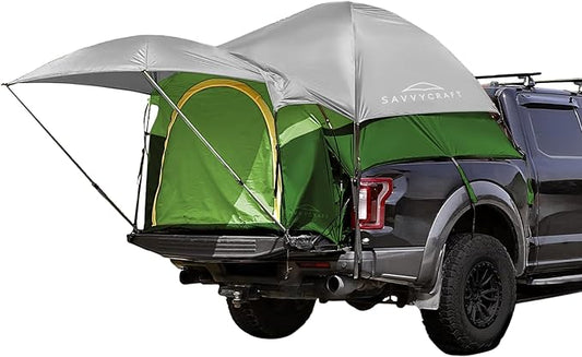 Savvycraft Pickup Truck Tent for Full Size and Mid Size Truck Short Bed and Long Bed, Waterproof P3000mm 2-Person Double Layer Truck Bed Camping Tent, Expandable Awning, Rainfly, Storage Bag Included