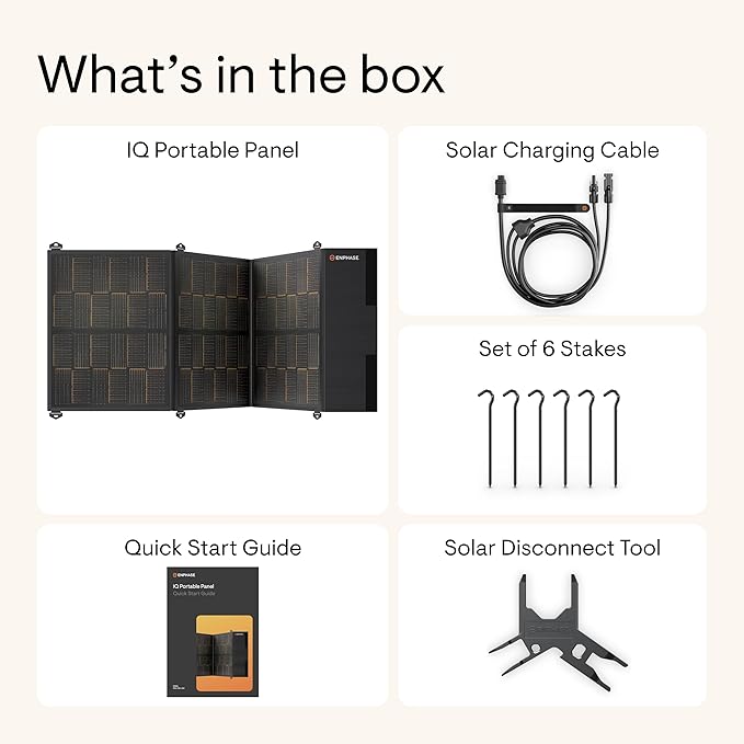 Enphase IQ Portable Panel ??200 W Foldable Solar Panel, Lightweight and Portable for On-The-Go Solar Power, Compatible with IQ PowerPack 1500, 5-Year Limited Warranty