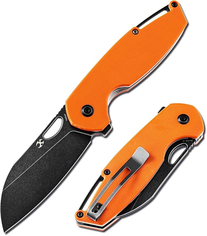 KANSEPT Model 6 Pocket Folding Knife, 3.1'' 154CM Material Orange G10 Handle Everyday Carry Folding Knife T1022A4