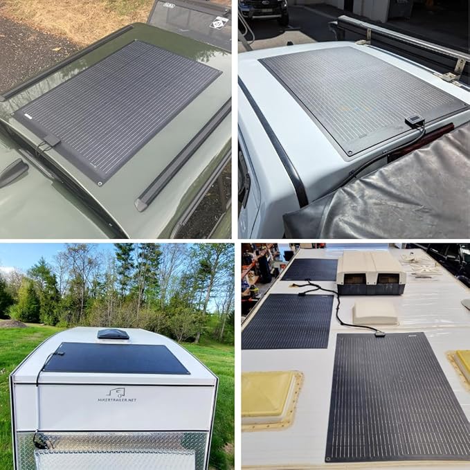 Lensunsolar 150W 12V ETFE Black Flexible Solar Panel, 43.3x28in, PERC 9BB 23.5%+ Efficiency Mono Solar Cells, for Campers, RVs, Boats,Camping, Tent