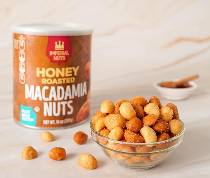 Imperial Nuts - Macadamia Nuts Oil Roasted | Flavored Nut | Gluten Free, Vegan and Keto Friendly Food | Plant Based Protein, Delicious Buttery Taste | Kosher (Honey Roasted Macadamias)
