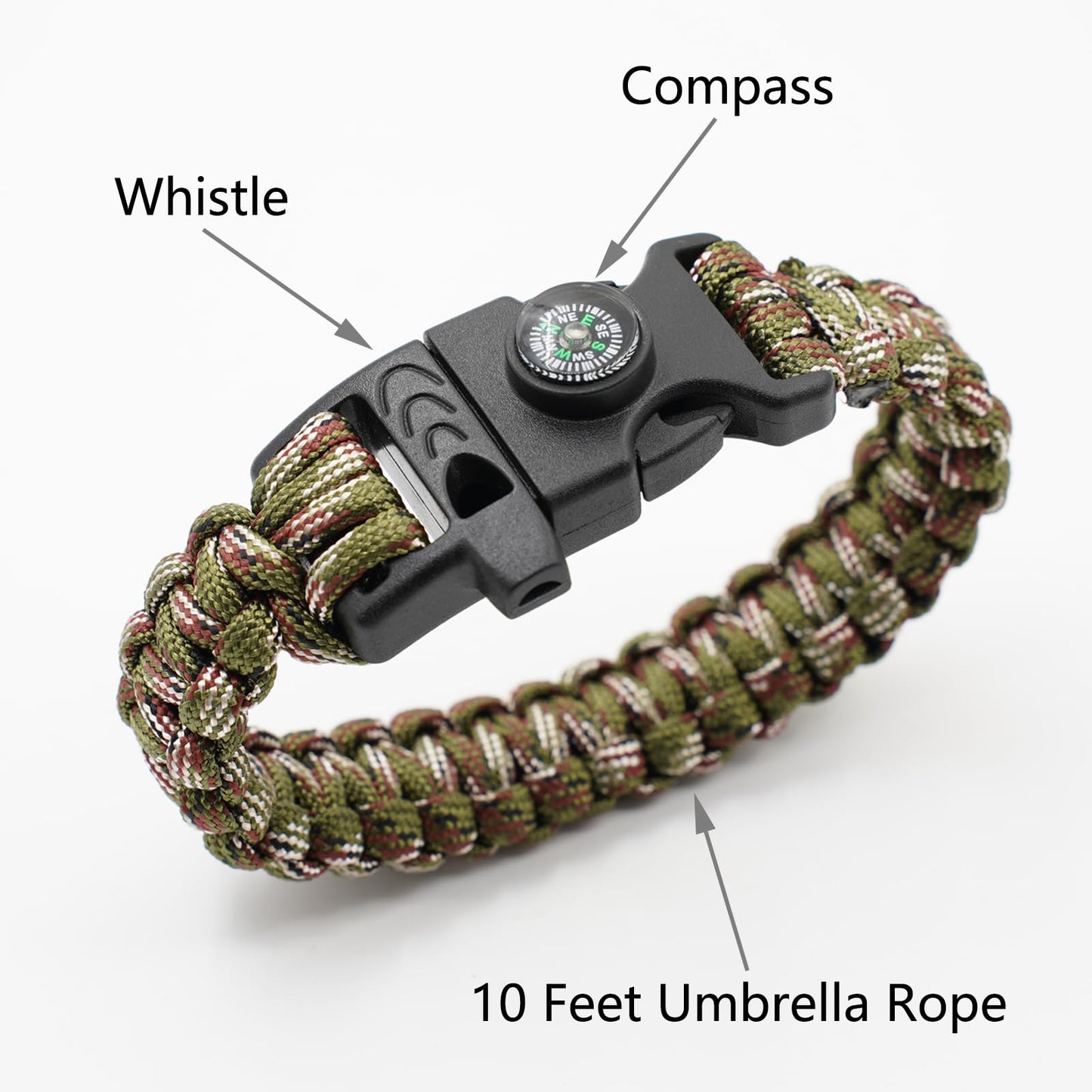 RLXMARTD 8 Pack Emergency Survival Bracelet with Whistle and Compass,Survival Kit,Wildness