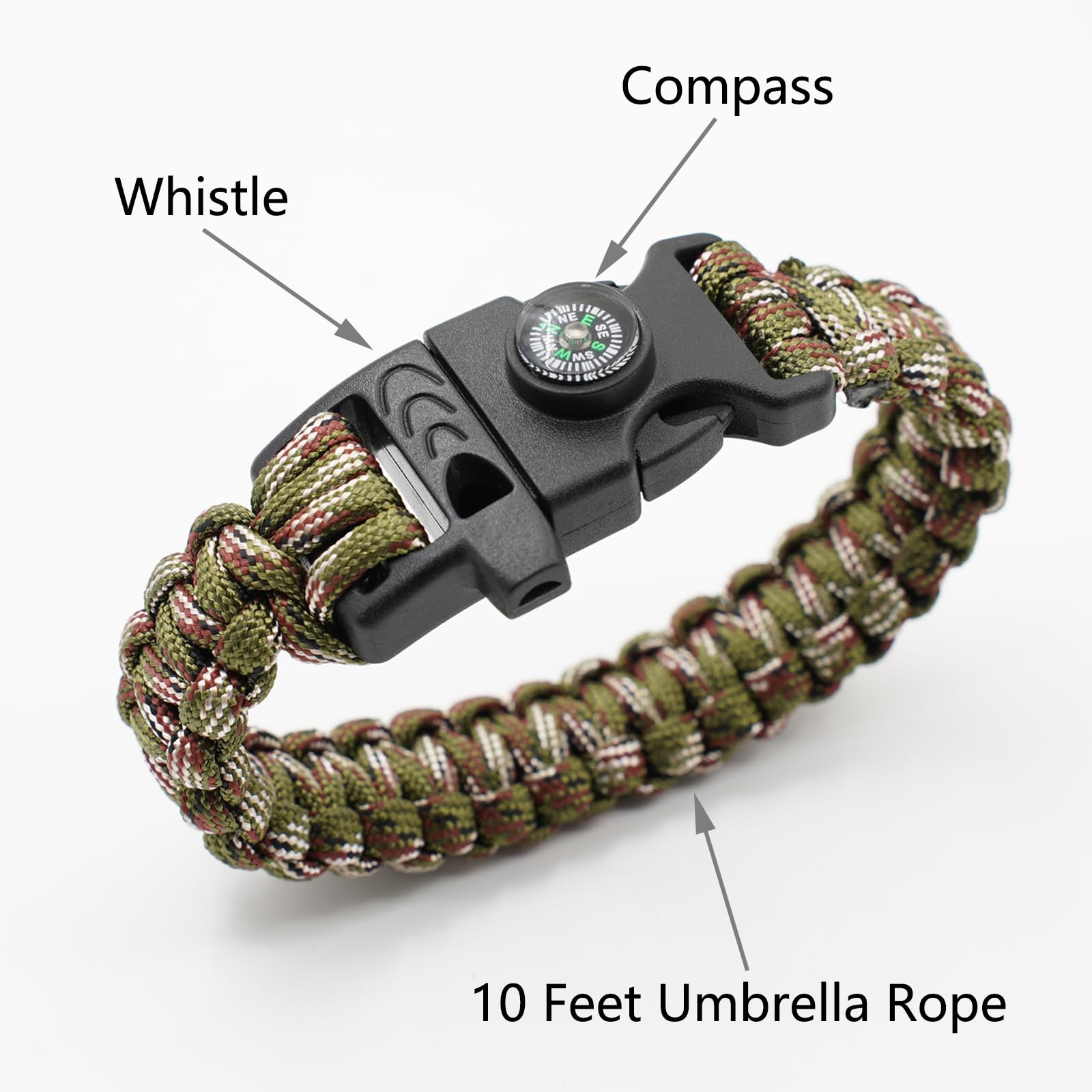 RLXMARTD 8 Pack Emergency Survival Bracelet with Whistle and Compass,Survival Kit,Wildness