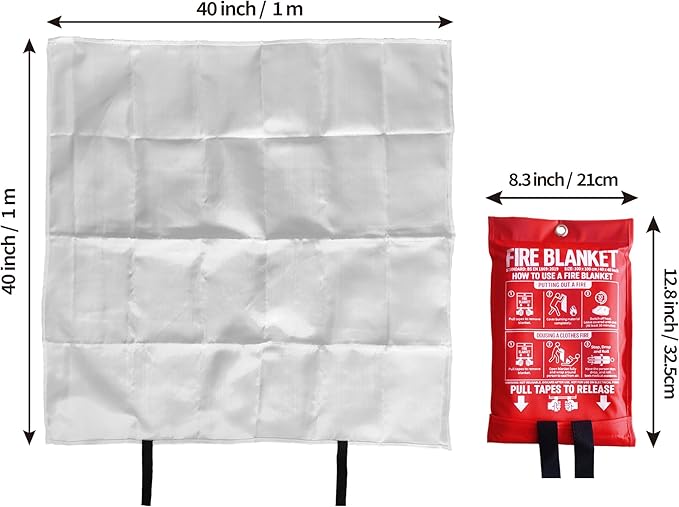 Fire Blanket for Kitchen and Home, 40" x 40", Fiberglass Emergency Fire Blanket, 4 Pack