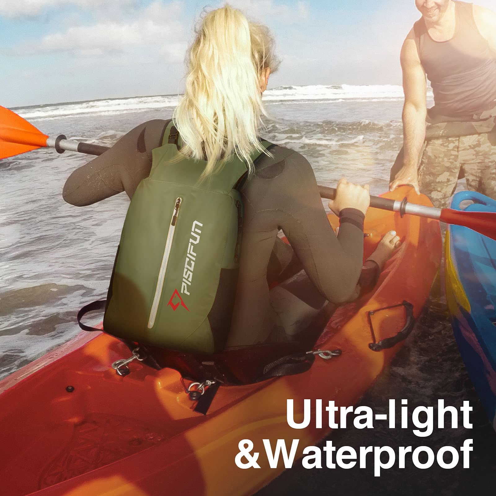 Piscifun Dry Bag Waterproof, Floating Dry Backpack, Lightweight Waterproof Dry Bag with Waist Pouch