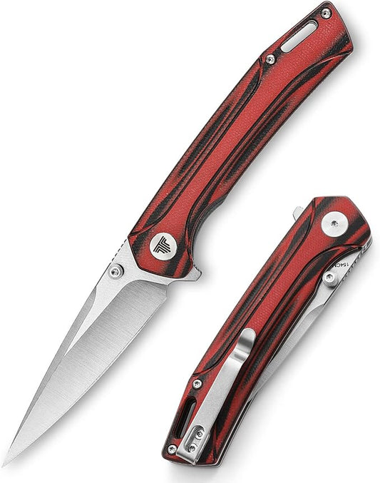 Pocket knife for Men，EDC Folding knives with Clip, 3.26" 154CM Steel Flipper Blade & G10 Handle & Thumb Stud,Gift for Camping Fishing Hiking Survival. Volans-03RB