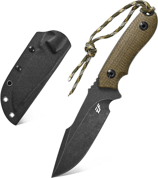 Eafengrow EF130 Fixed Blade Knife, DC53 Steel Blade,G10/Micarta Handle Full Tang EDC Fixed Knifes Straight Knife for Working Camping Hunting Field Adventure Survival