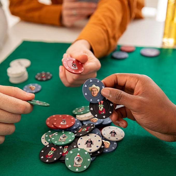 Custom Poker Chips Personalized Plastic Poker Chips with Logo Funny Parties Chips Print Your Photo or Text Golf Ball Markers for Putting Green Blue