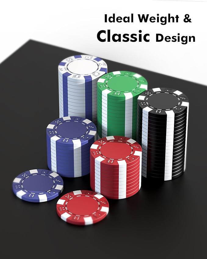 Poker Chip Set, 500PCS 11.5g Casino Quality Poker Chips with Aluminum Case, Playing Cards, Dealer Button for Texas Hold'em, Blackjack, Casino Games