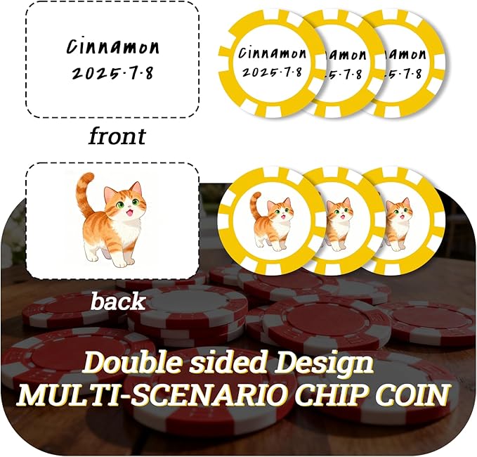12 Grams Perfessional Customized Clay Poker Chips 30-500 PCS Personalized Casino Chips with Logo & Design 40MM Custom Casino Chips Custom Golf Ball Makers Chips(D)