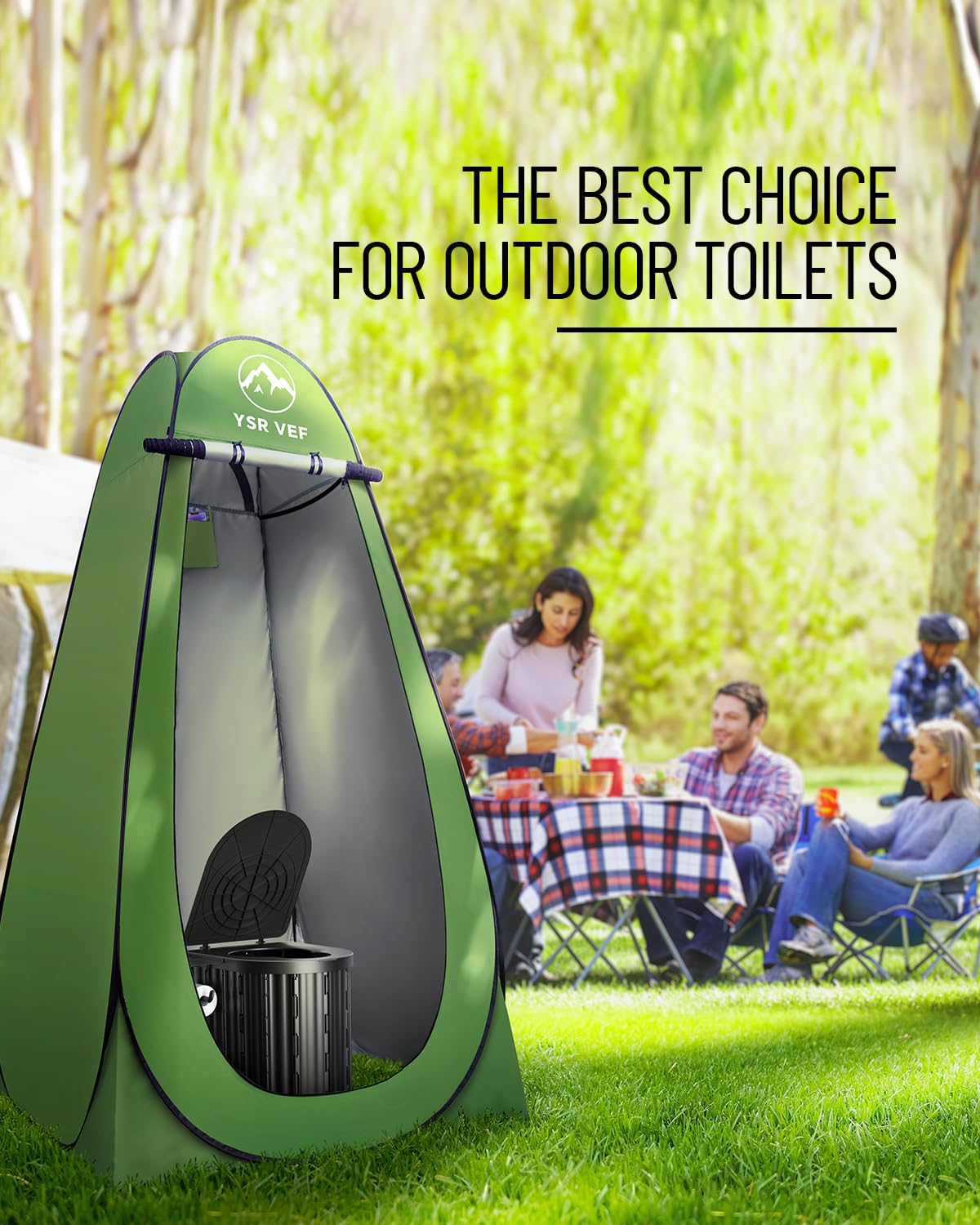 Camping Toilet with Pop-Up Privacy Tent and Liquid Waste Gel, Portable Toilet for Camping with
