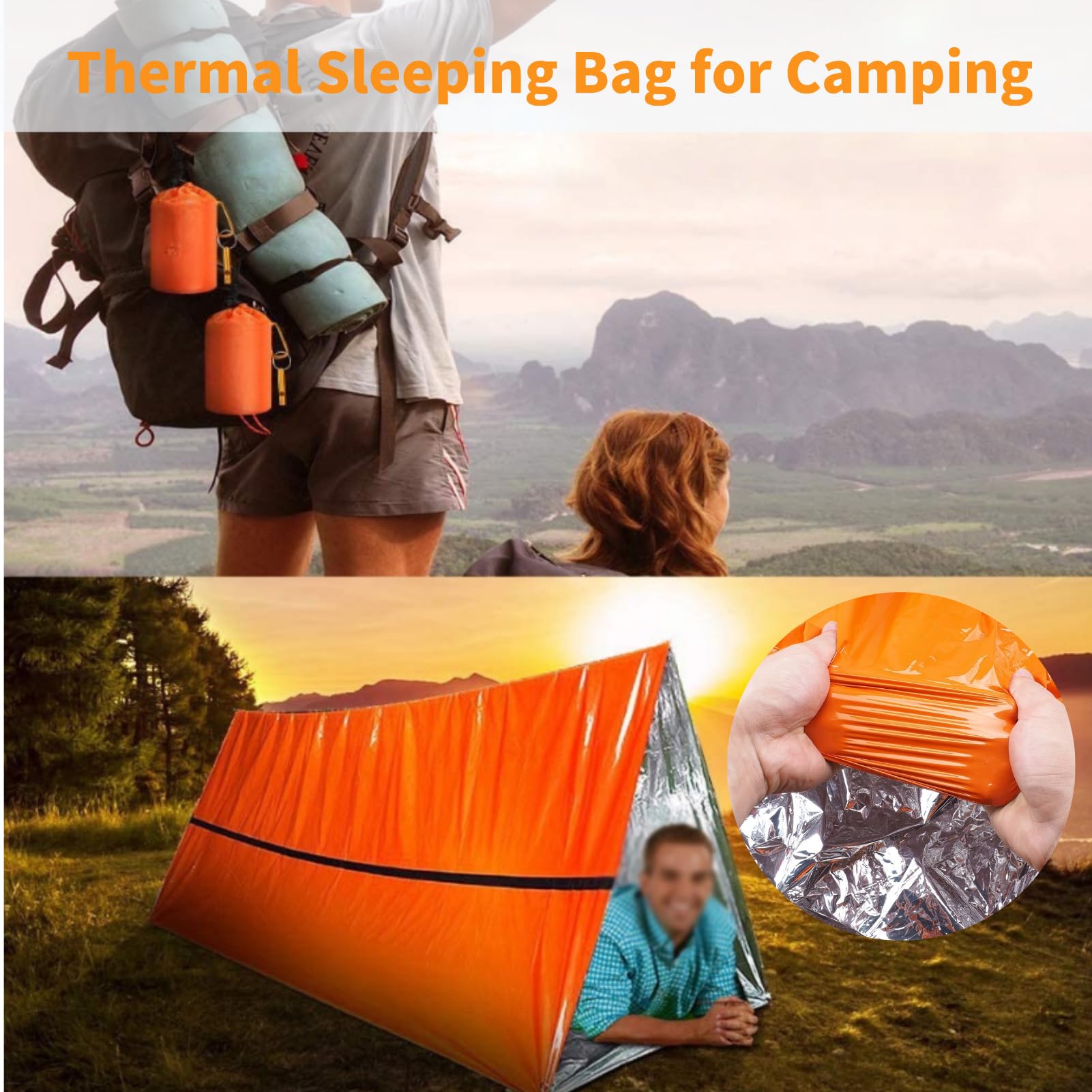 Dzronda Emergency Sleeping Bag with Whistle, Portable Emergency Survival Bag, Lightweight Pocket