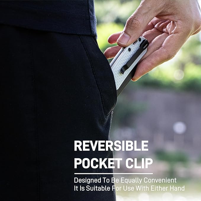 CJRB Pyrite-Light Pocket Folding Knife, 3.34'' AR-RPM9 Steel Blade Pocket Knife for Men Women, Folding Knife with Pocket Clip Sharp Camping Hiking Fishing Survival EDC Knives, J1945 Light Gray