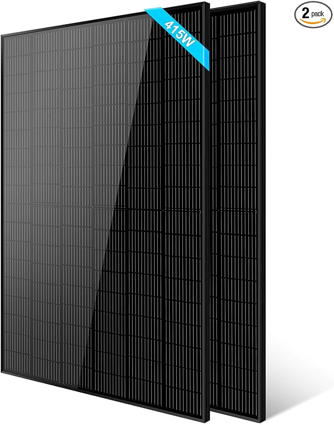 SUNGOLDPOWER UL61730 415W Solar Panel 2PCS,Monocrystalline,Grade A Solar Cell,IP68 High Efficiency for Charging 12V/24V,36V/48V Solar System for RV,House,Rooftop,Farm,On and Off Grid(830W)