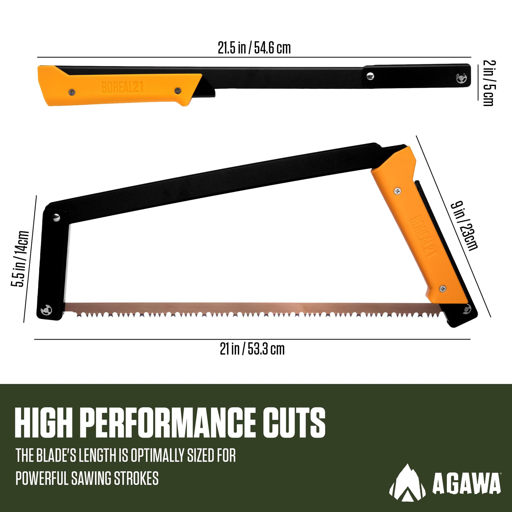AGAWA - BOREAL21-21 Inch Folding Saw with All-Purpose Saw Blade - Camping Gear For Hiking, Fishing