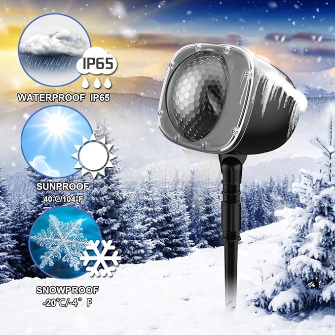Christmas Snowfall Projector Lights,FLEVO LED Light Projector,Outdoor Holiday Lights with Clear Rotating Snow Falling Lamp for Halloween Xmas Party Garden Landscape Decoration