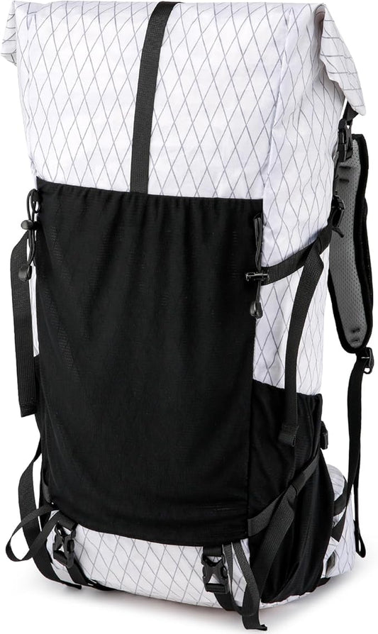 Hiking Backpack,40L Extra Large Capacity Hiking Bag,Internal Frame Camping Backpack,Upgraded X-PAC Lightweight Sport Daypack Travel Backpacks Fit For Mountain Climbing Camping (White)