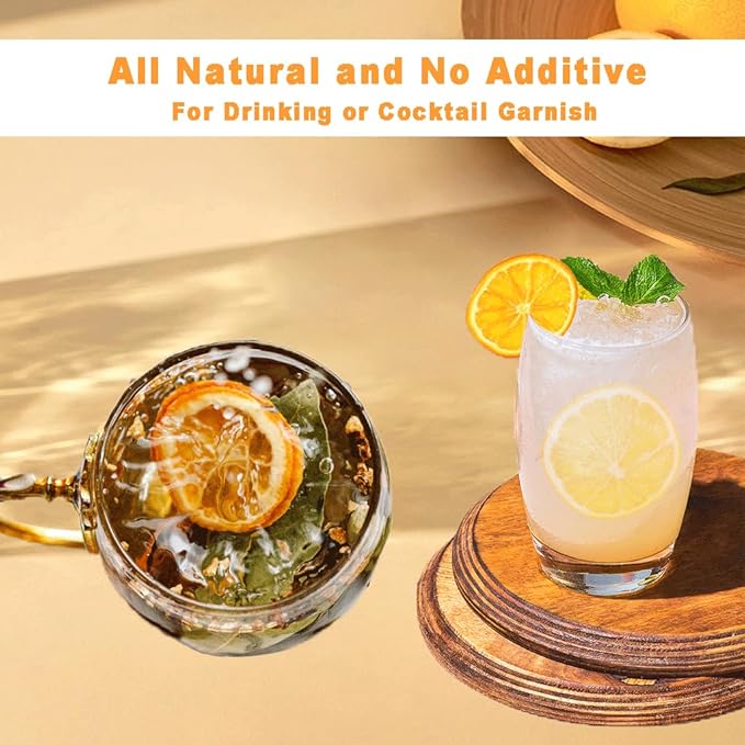Mkostlich Dried Orange Slices, 3.52oz/100g Dehydrated Orange Slices, Natural Dried Oranges for Cocktails/ Christmas Decor/ Candles/ Crafts, No Sugar Added