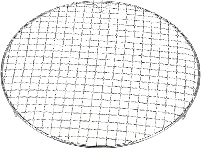 HARFINGTON Round Cooking Rack 11.6-inch 201 Stainless Steel Cross Wire Barbecue Grill Net with 20mm Legs for Cooking Baking Steaming BBQ