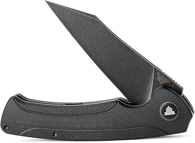 Folding Pocket Knife for EDC Men,3.66" Ti Stonewash S35VN Steel Blade Outdoor Camping Survival Hiking Knife with Ti Thumb Studs and Flipper Opener & Ball Bearing Pivot,Lynx-03B