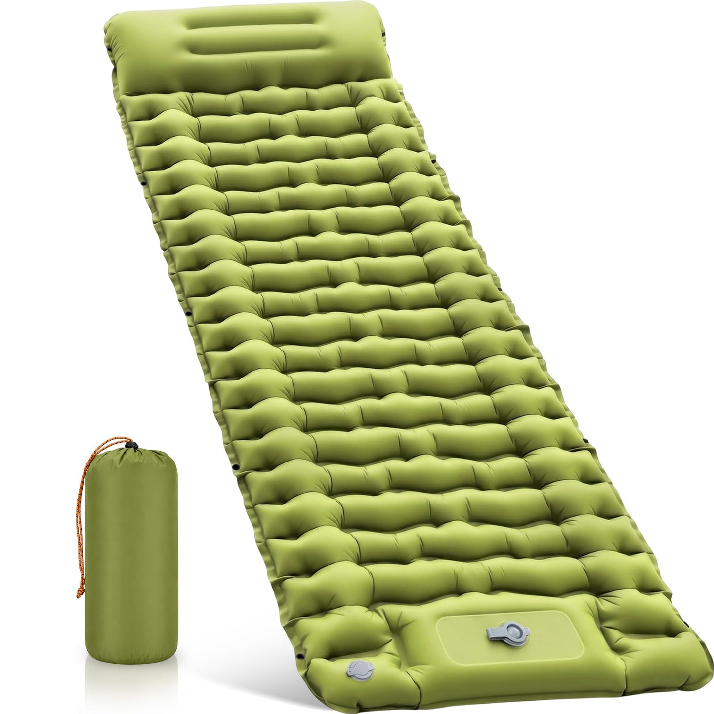RusChic Sleeping Pad for Camping, Built-in Foot Pump with Pillow