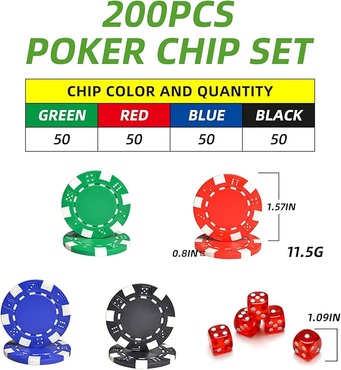NOLIE Casino Poker Chip Set 200 300 PCS with Aluminum Case for Gambling(11.5 Gram)