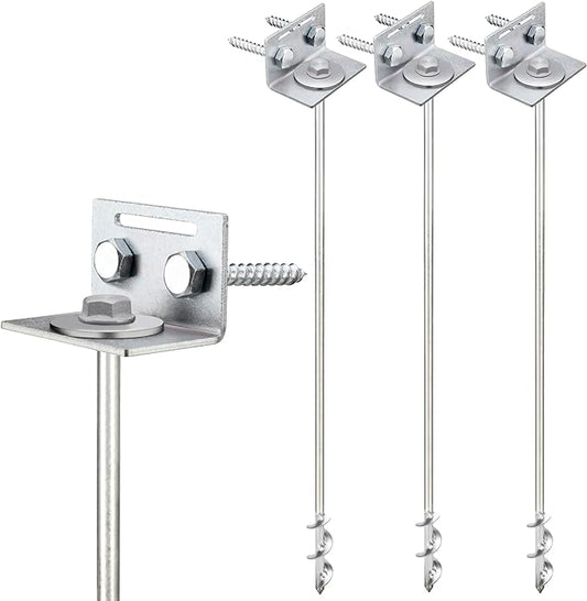 Ground Anchors Screw In - 24" Set of 4,6,8 with Brackets and Drill Bit - Earth Anchors - Mobile Home Anchors - Storage Shed Anchor Kit - Swing Set Anchors for Metal Swing Set - Playset Anchors - Ties
