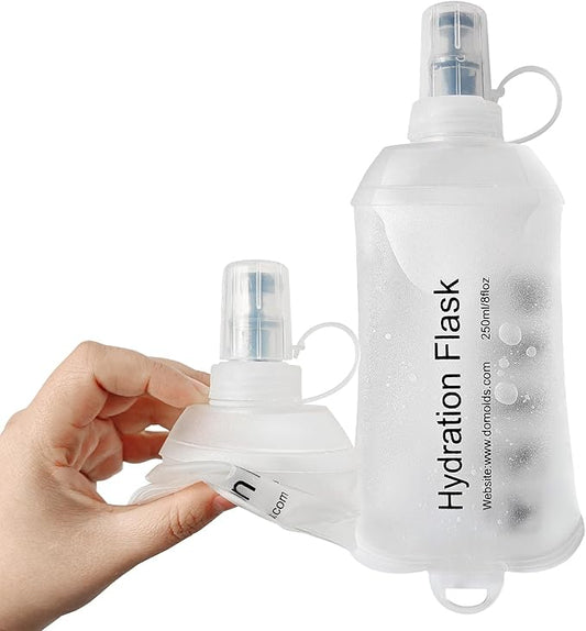 250ml Soft Flask, Soft Water Bottle for Hydration Packs, Running, Hiking, Cycling and Climbing - White