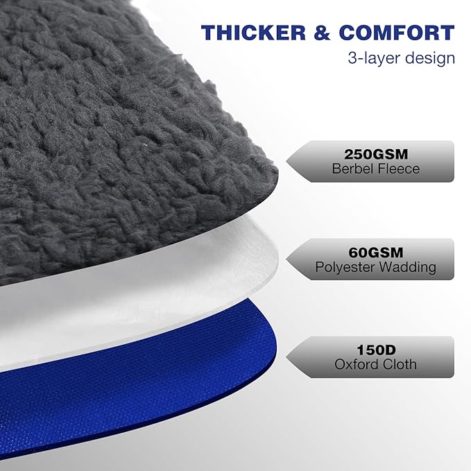 REDCAMP Large Warm Camping Blanket with Sherpa Lining, Cold Weather Outdoor Windproof Blanket for Camping Stadium, Machine Washable 59"x 79" Blue