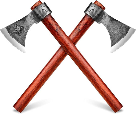 NEDFOSS Vikings Throwing Axes, 2 Pack of 16 Inches Throwing Axe Set with 1065 High Carbon Steel & Wooden Handle. Perfect for Axe Throwing Game, Recreation, Competition & Great Gift for Men（2pcs）