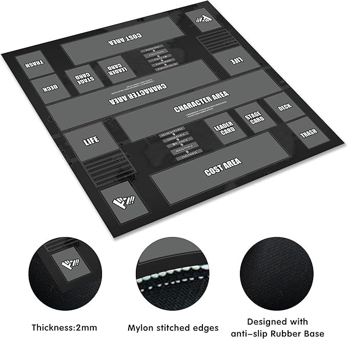 Playmat for One Piece Card Game for Two Players, 24x24 inches, with 4-Pocket Card Binder Set and 400+ Card Capacity (Black)