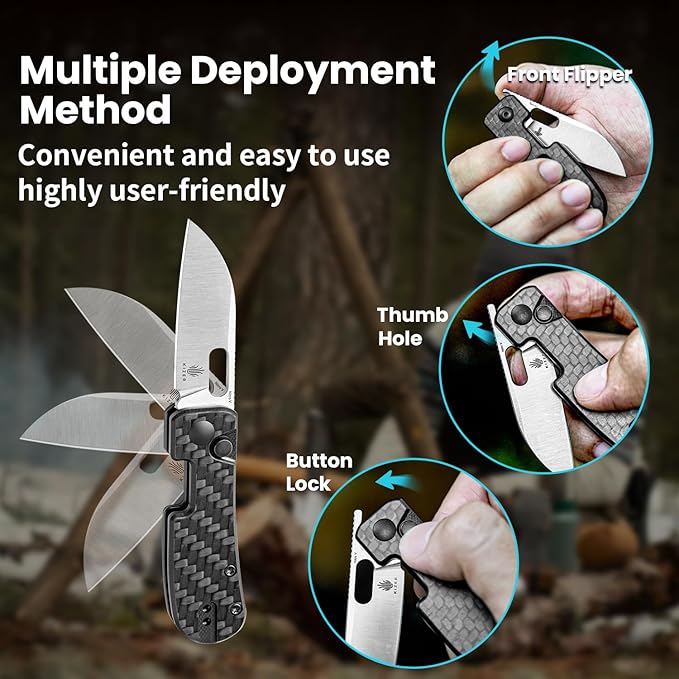 Kizer Banish Pocket Knife, 2.3 In Nitro-V Steel Blade Mini Folding Knife for Men Women G10 & Carbon Fiber Handle Hunting Knife with Pocket Clip Outdoor Indoor Survival EDC Knife, V2676A1