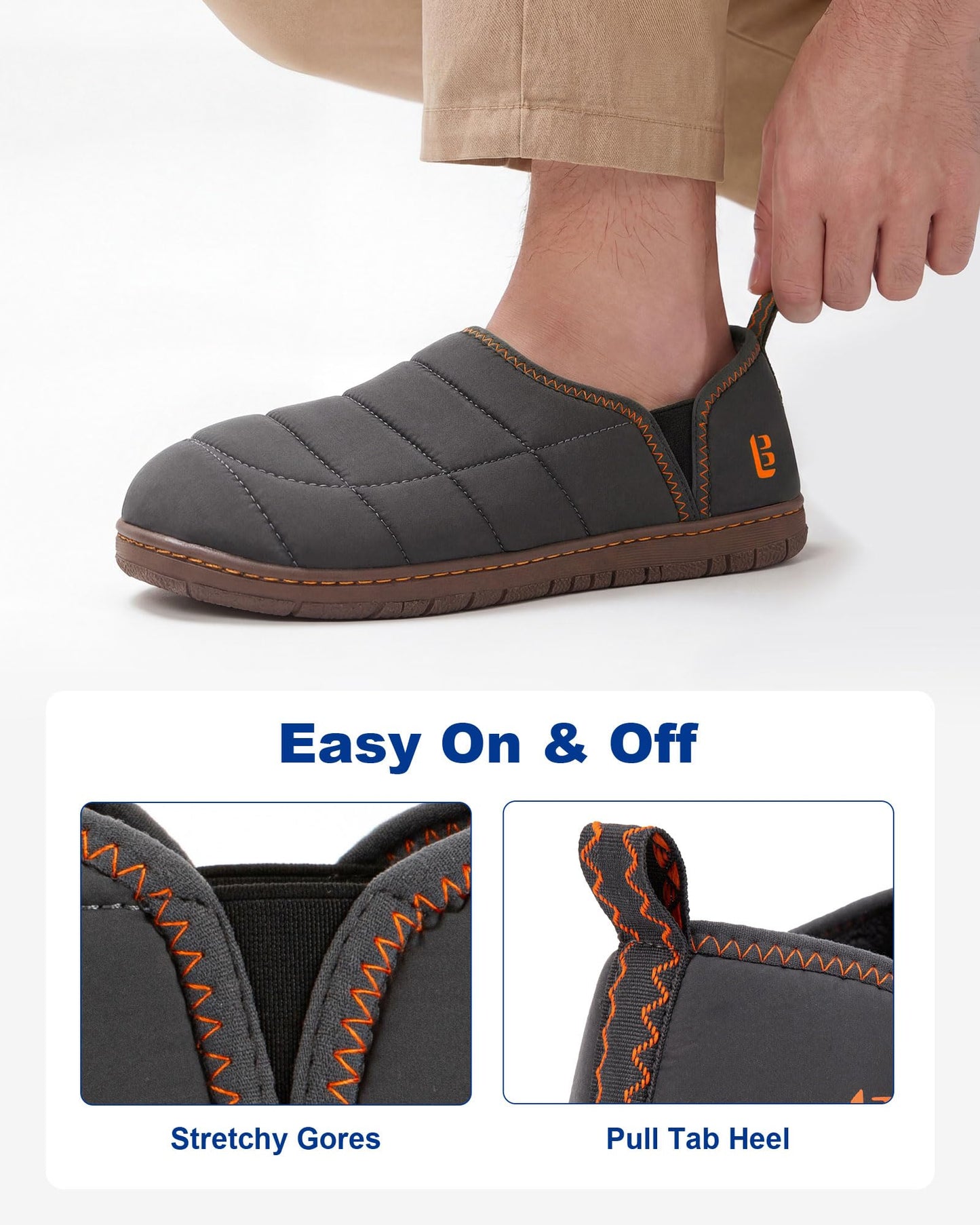 LongBay Men's Outdoor Slippers Two Tone Indoor House Shoes Grey, 10