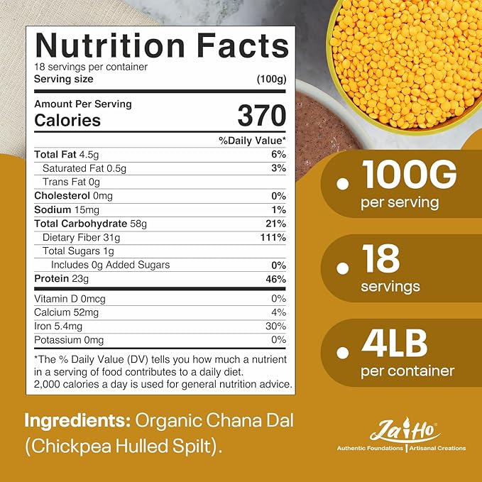 Jai Ho Certified Organic Kabuli Chana Garbanzo Beans 4 lb | Chickpeas Lentils | Indian Kabuli Chole Chana | USDA Organic | Non-GMO | Chemical-Free | Premium Quality Kosher (4 Pound, Chana Dal)