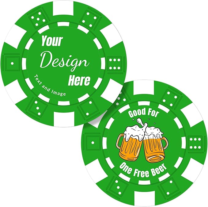 50 Custom Poker Chips,Personalized with Your Logo Image or Text,11.5g Clay Casino Chips for Events or Gifts
