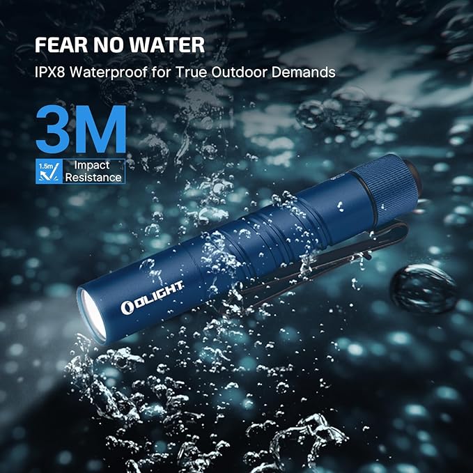 OLIGHT I3T 2 EOS Pocket EDC Flashlight, 200 Lumens Compact Bright Handheld Flash Lights, Dual-Output Tail Switch with AAA Battery and Two-Way Pocket Clip for Camping and Hiking (Midnight Blue)