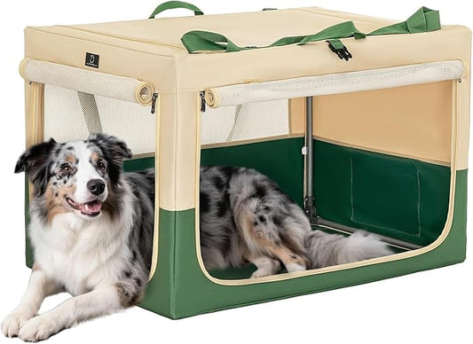A4Pet Soft Dog Crate - 36 Inch with Adjustable Stainless Steel Frame, Lightweight, Durable and Collapsible, Foldable Dog Kennel with 3-Door