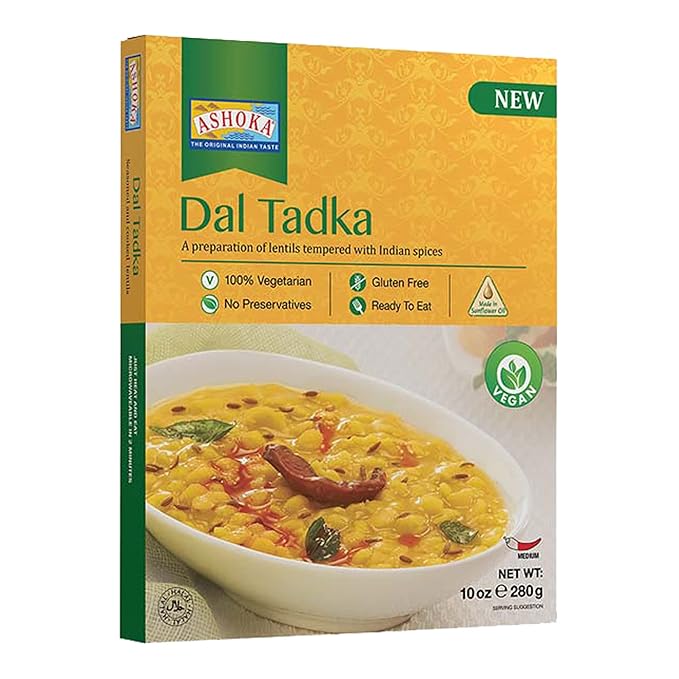 Ashoka Meals 1932, Plant-Based Lentils Curry, All-Natural Ready to Eat Meals, Authentic Dal Tadka, Portable Indian Food, Great for Lunch, Kosher Certified, Gluten-Free, No Preservatives, Pack of 1