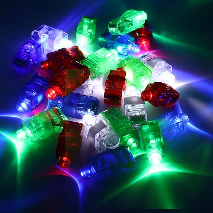 100 Pack LED Finger Lights, Flashing Light Up Rings Bulk Party Favors | Glow in The Dark Party Supplies for Kids and Adults