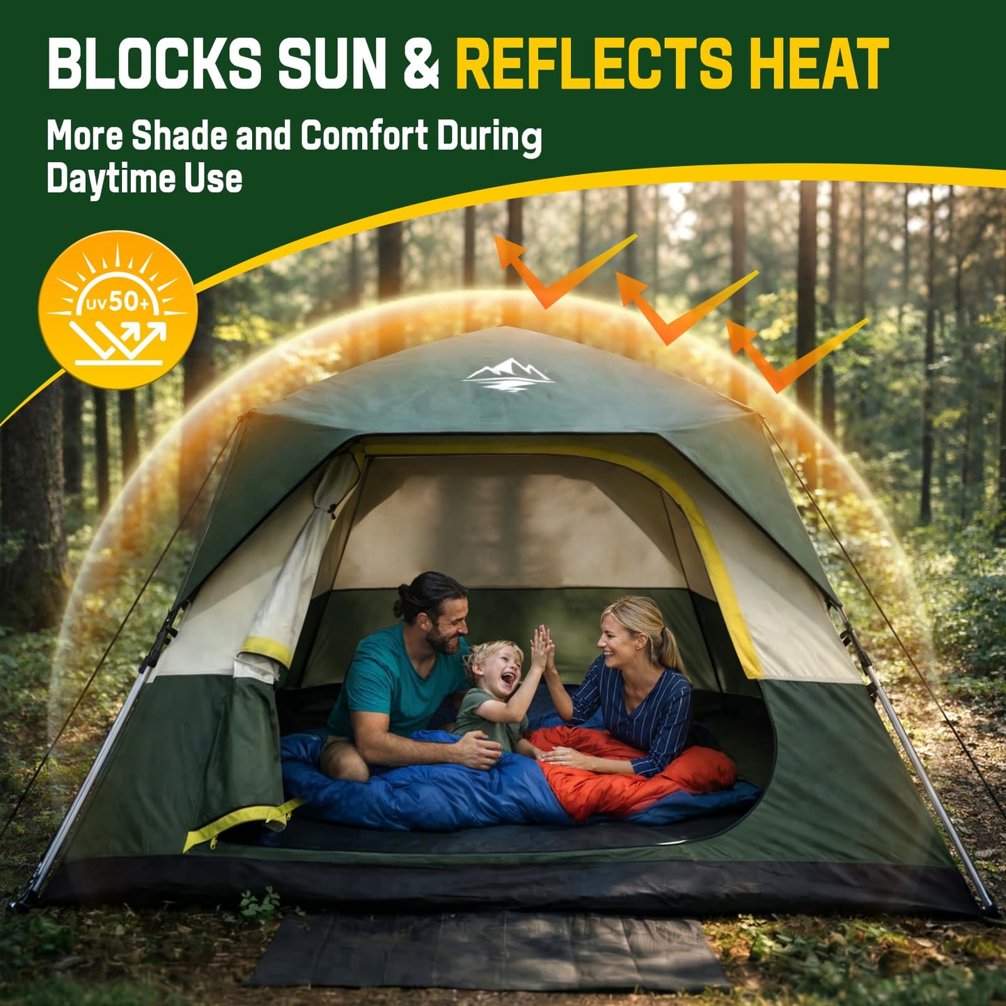 4 Person Instant Tents for Camping Setup in 50s, Cabin Tent with Rainfly